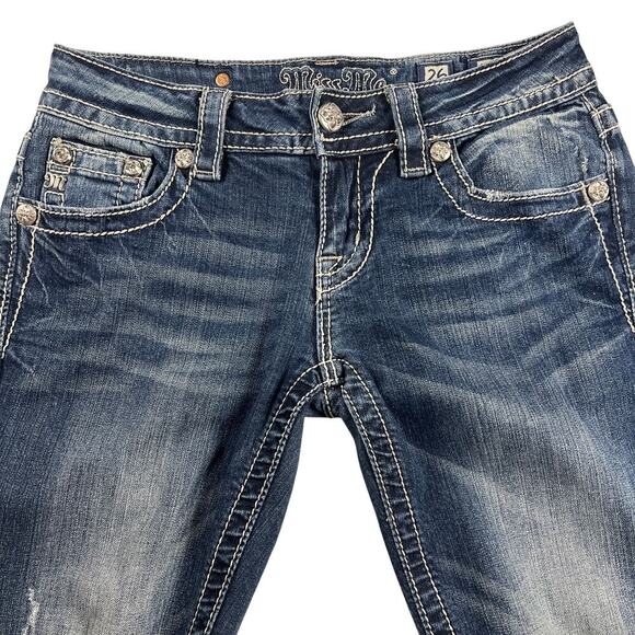 Miss Me Signature (Low) Rise Skinny Embellished Jeans Crystal Angel Wngs Size 26 - Picture 2 of 14